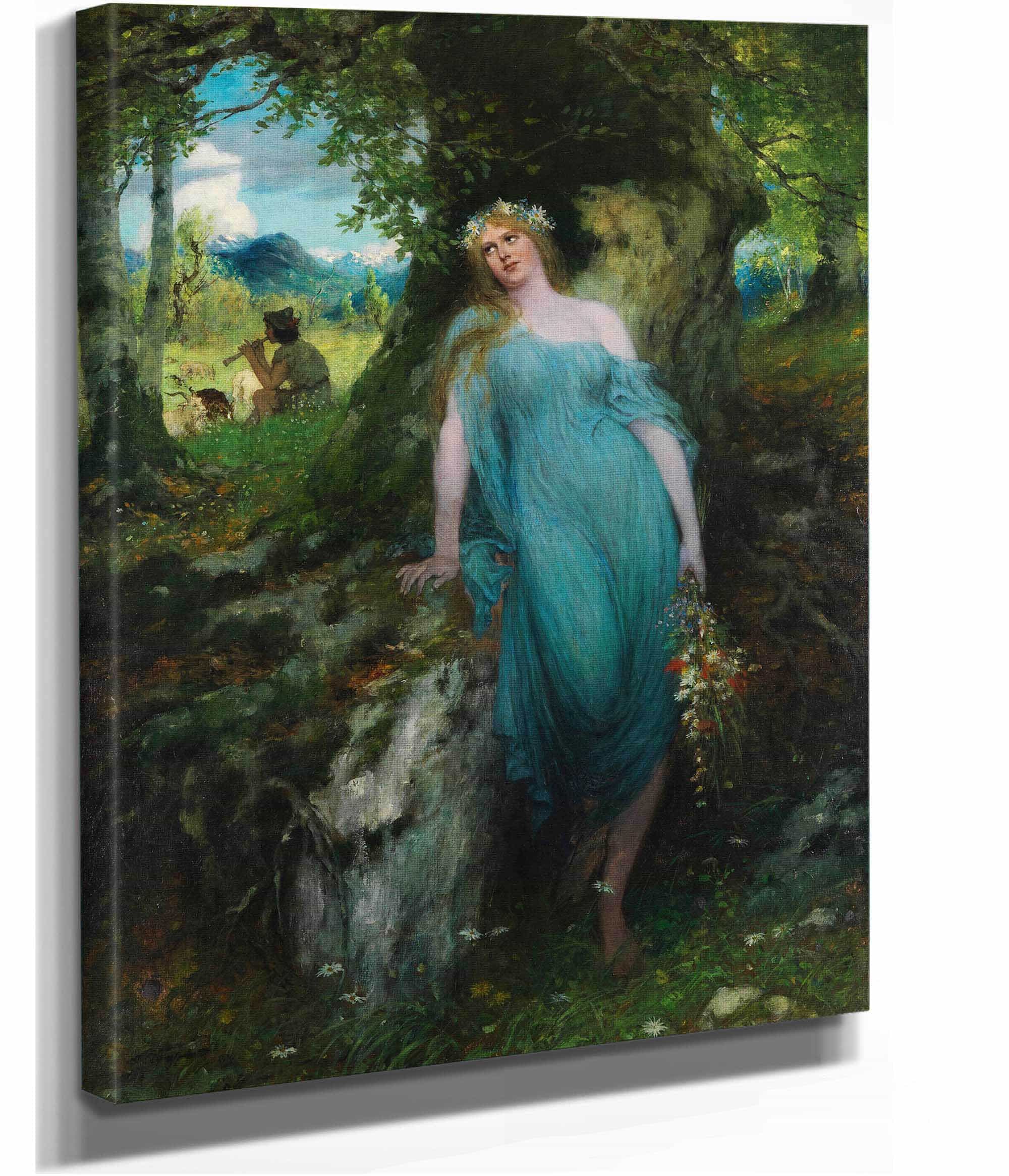 Wood Nymph And Shepherd by Ferdinand Leeke