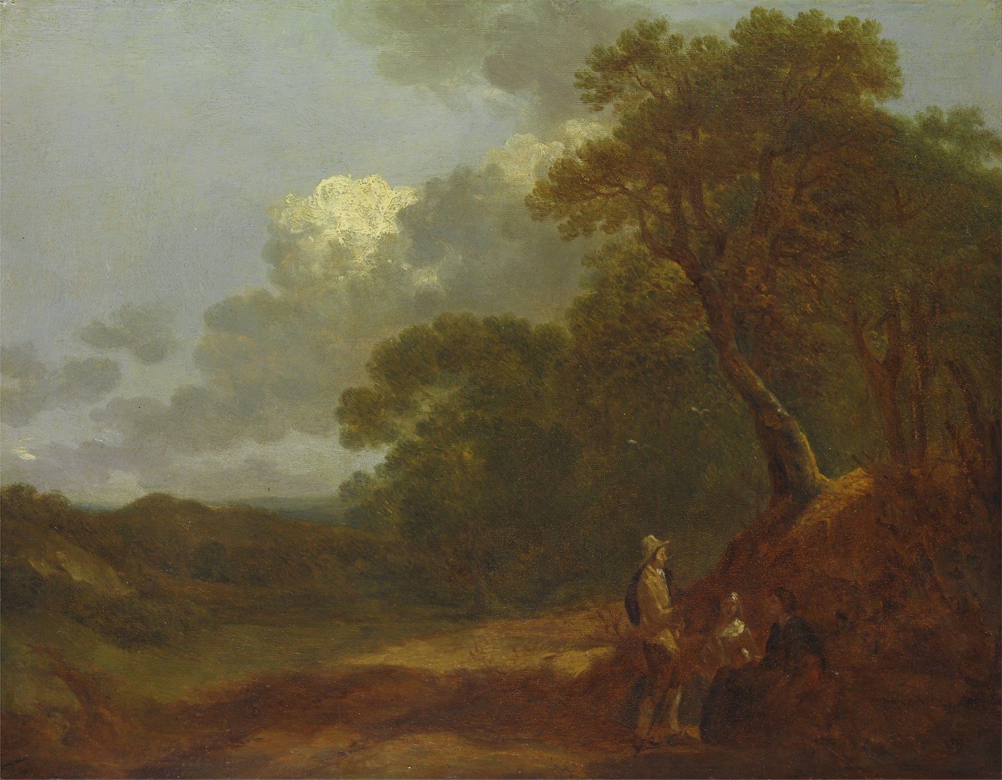 Wooded Landscape With A Man Talking To Two Seated Women by Thomas Gainsborough