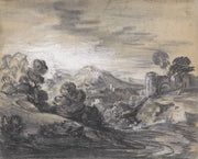 Wooded Landscape With Castle Between And by Thomas Gainsborough