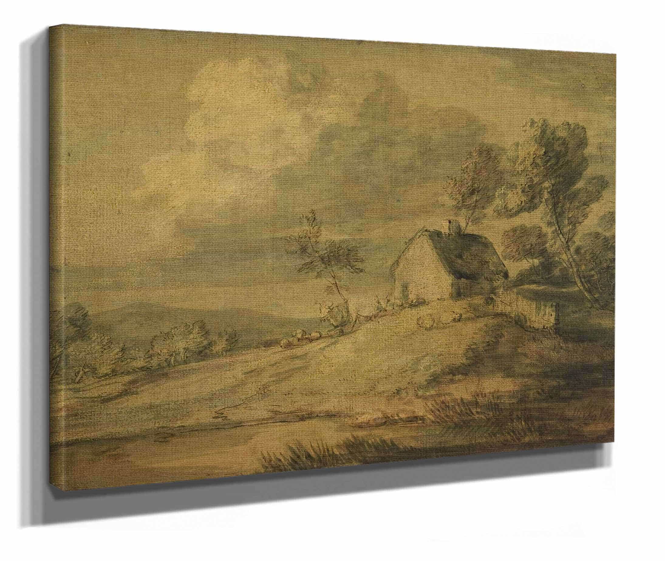 Wooded Landscape With Cottage Cows And Sheep by Thomas Gainsborough