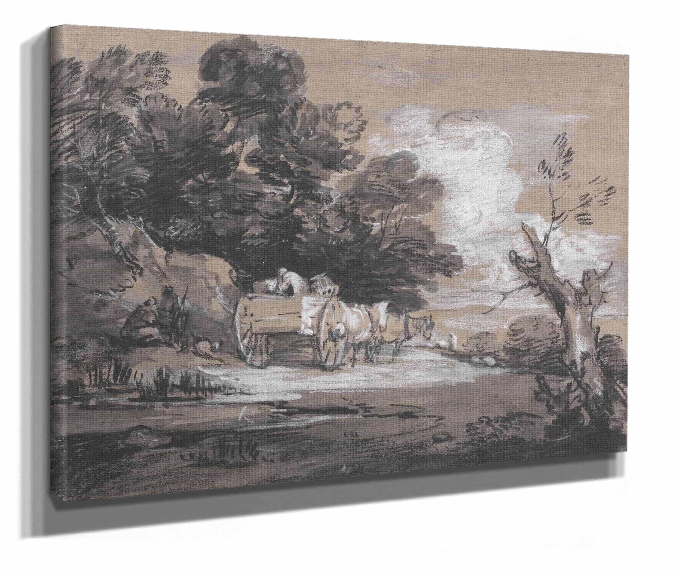 Wooded Landscape With Country Cart And Figures by Thomas Gainsborough