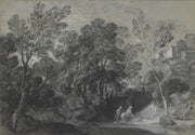 Wooded Landscape With Figures And Houses On The Hill by Thomas Gainsborough