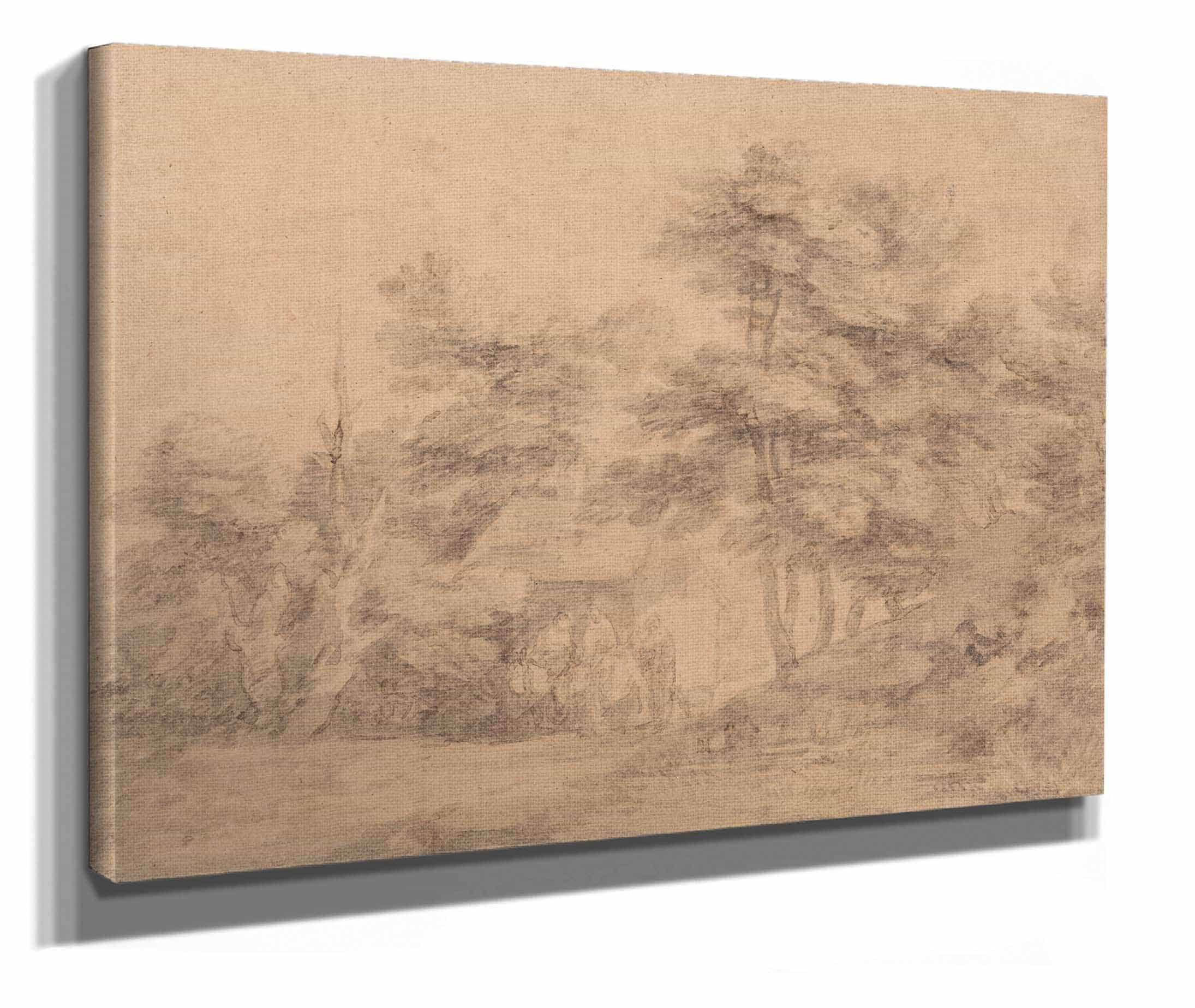 Wooded Landscape With Figures Donkeys And Cottage by Thomas Gainsborough