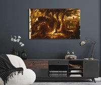 Wooded Landscape With Figures Or by Thomas Cole