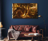 Wooded Landscape With Figures Or by Thomas Cole