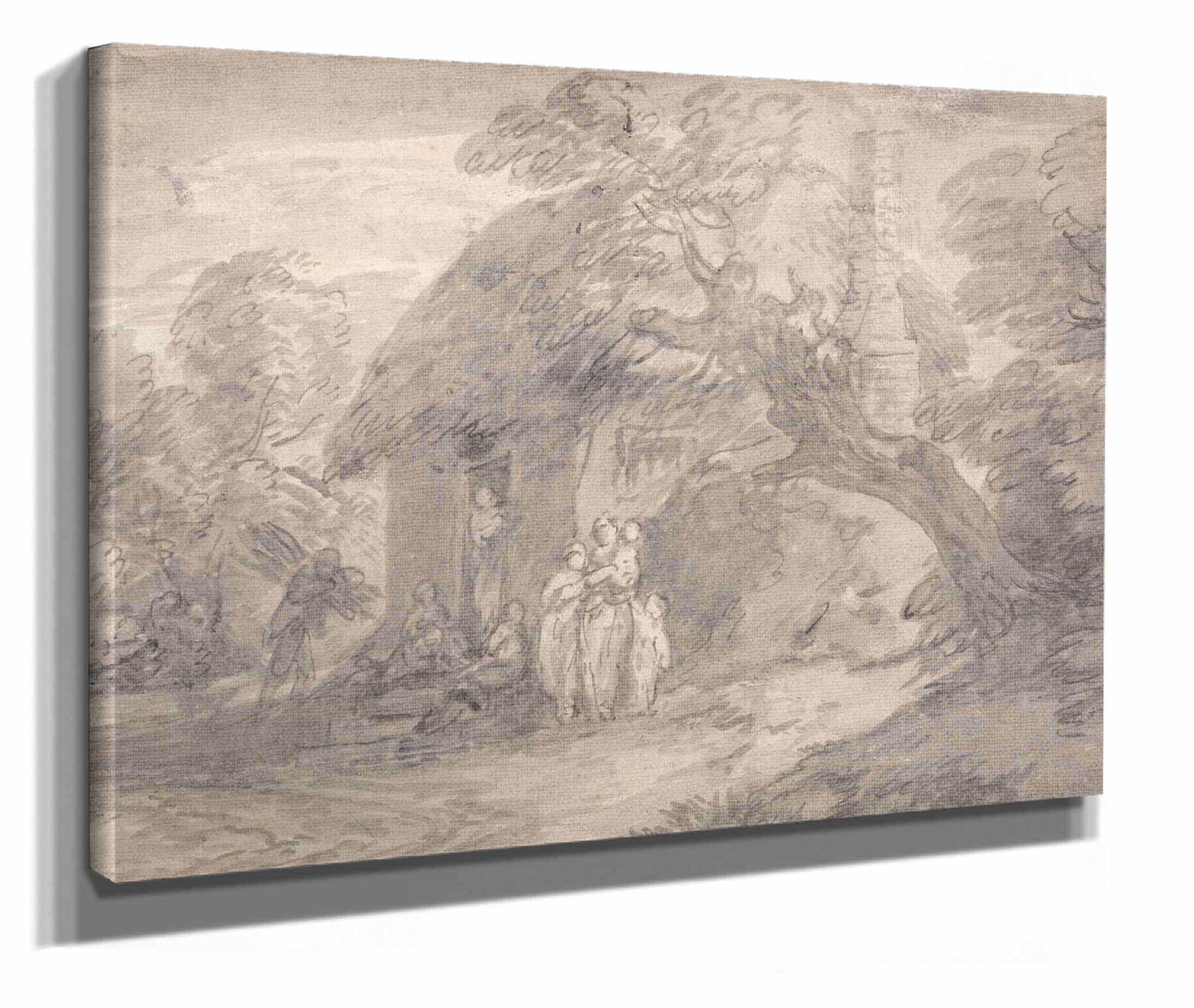 Wooded Landscape With Figures Outside A Cottage Door Between And by Thomas Gainsborough
