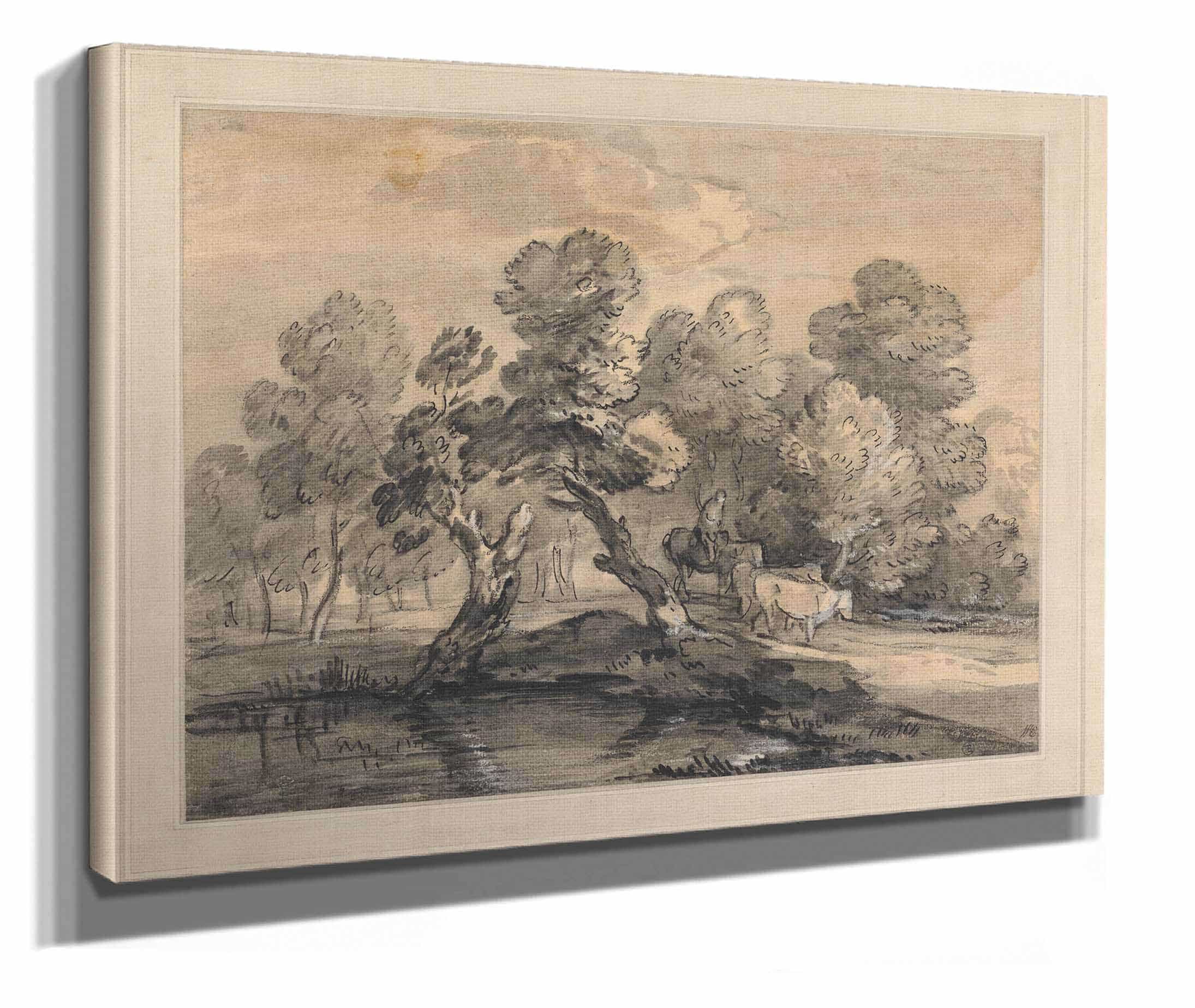 Wooded Landscape With Herdsman And Cows by Thomas Gainsborough
