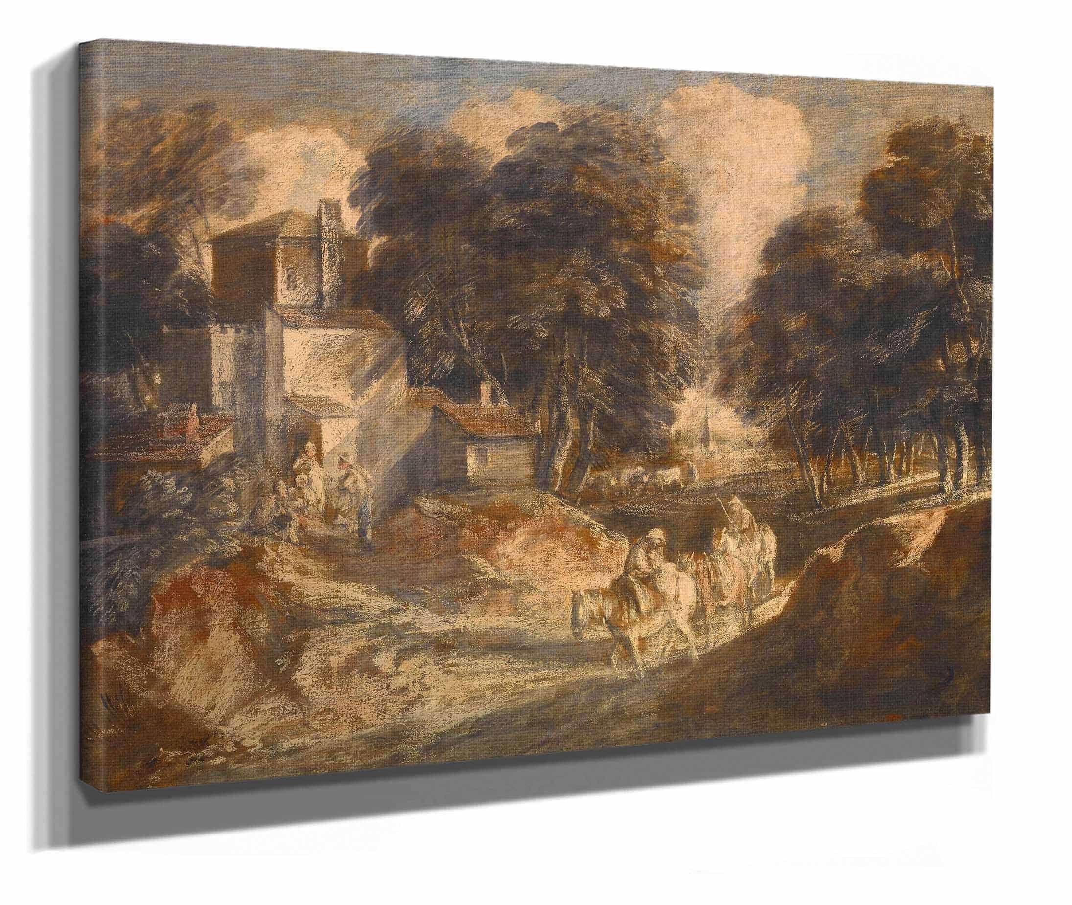 Wooded Landscape With Mounted Peasants by Thomas Gainsborough