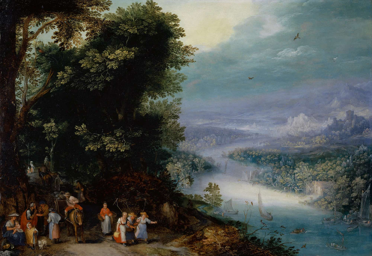 Wooded River Valley With Road by Jan Brueghel The Elder
