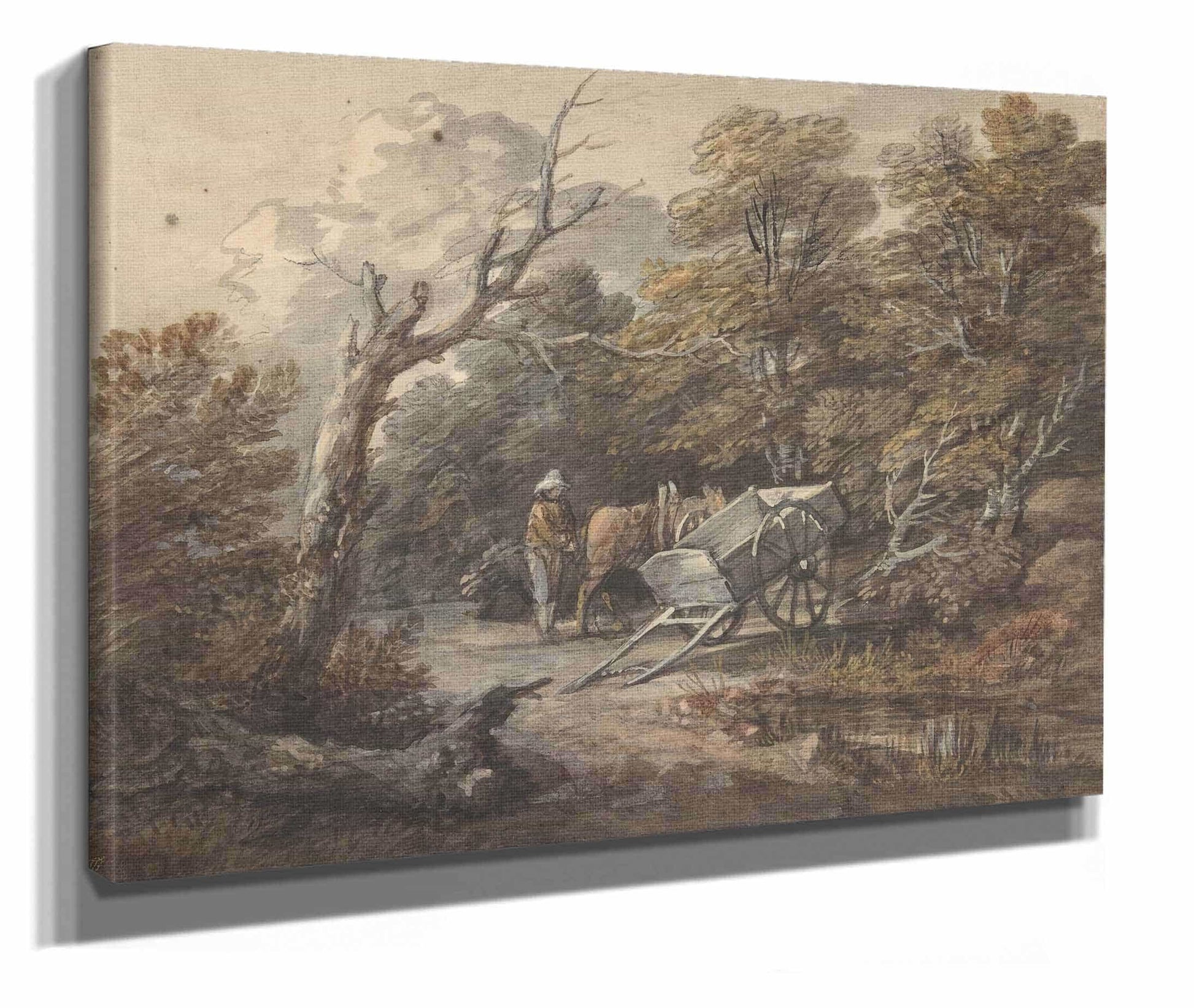 Woodland Scene With A Peasant A Horse And A Cart by Thomas Gainsborough