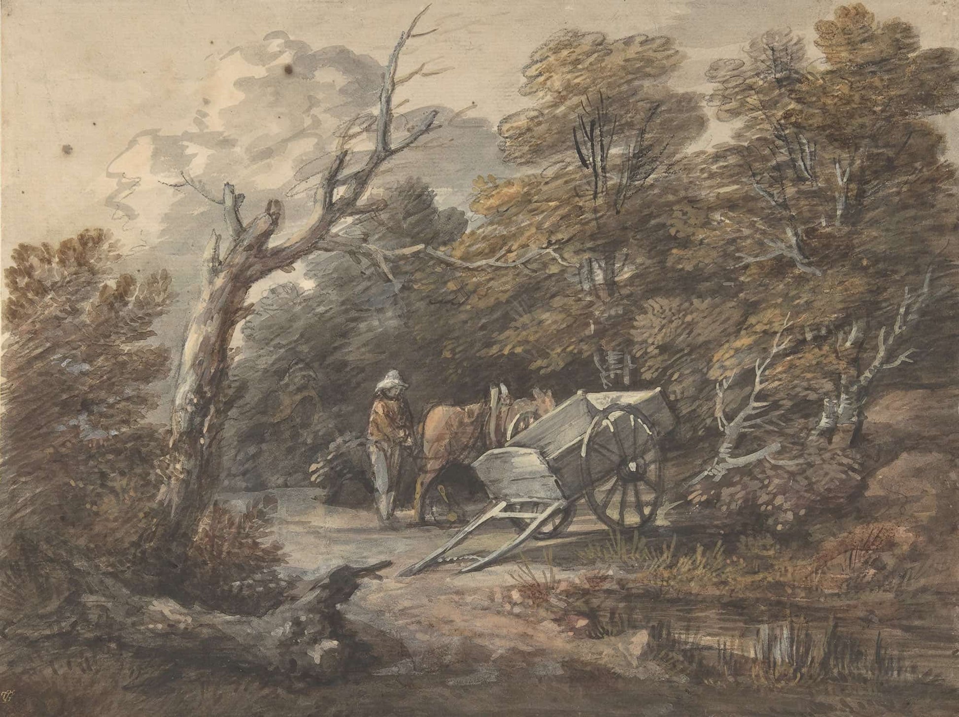 Woodland Scene With A Peasant A Horse And A Cart by Thomas Gainsborough