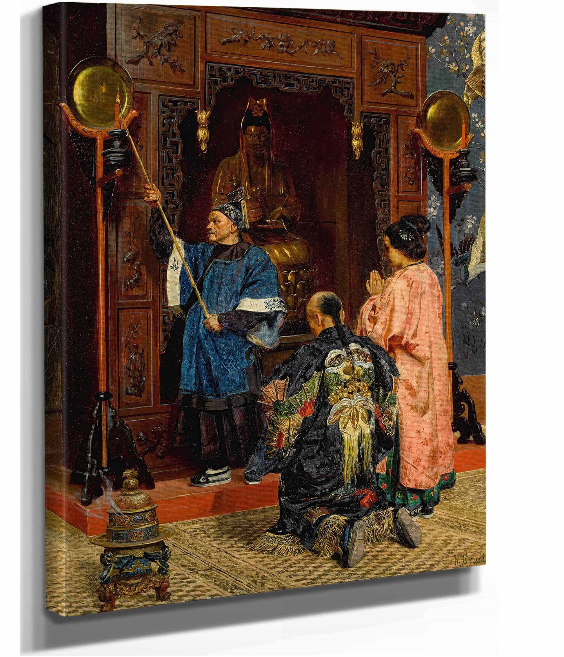 Worshippers At A Buddhist Shrine by Rudolf Ernst