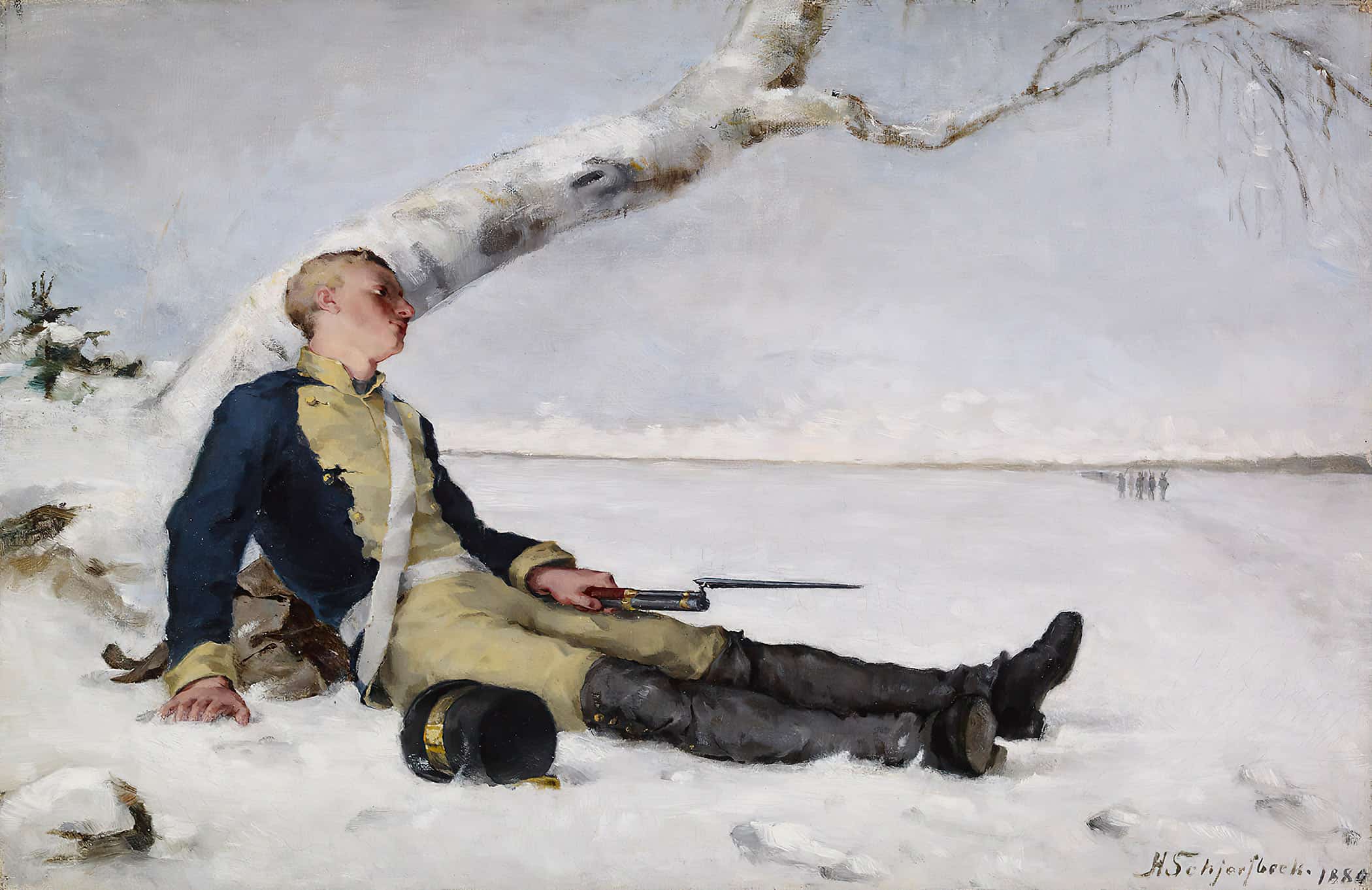 Wounded Warrior In The Snow by Helene Schjerfbeck