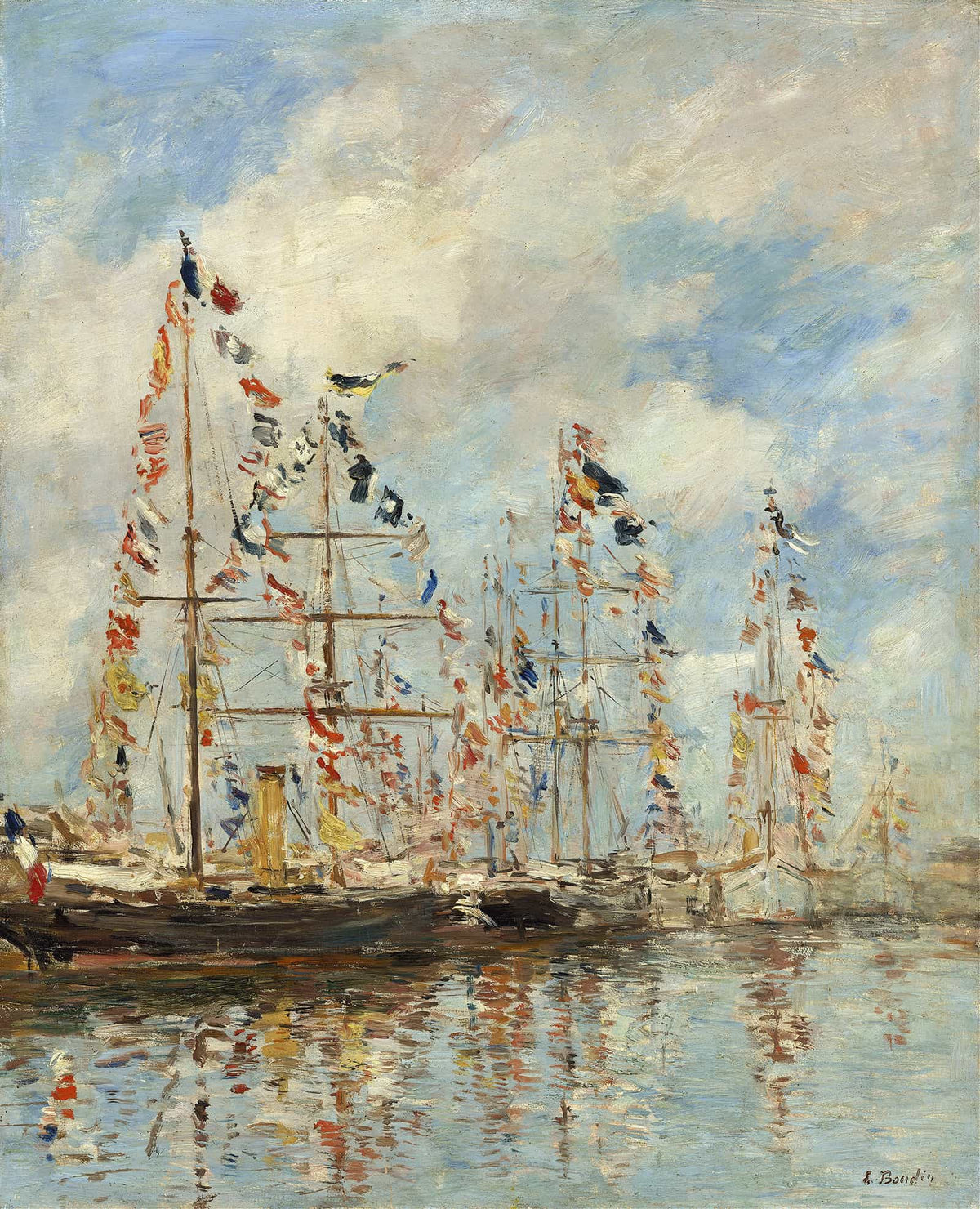 Yacht Basin At Trouville Deauville Probably by Eugene Boudin