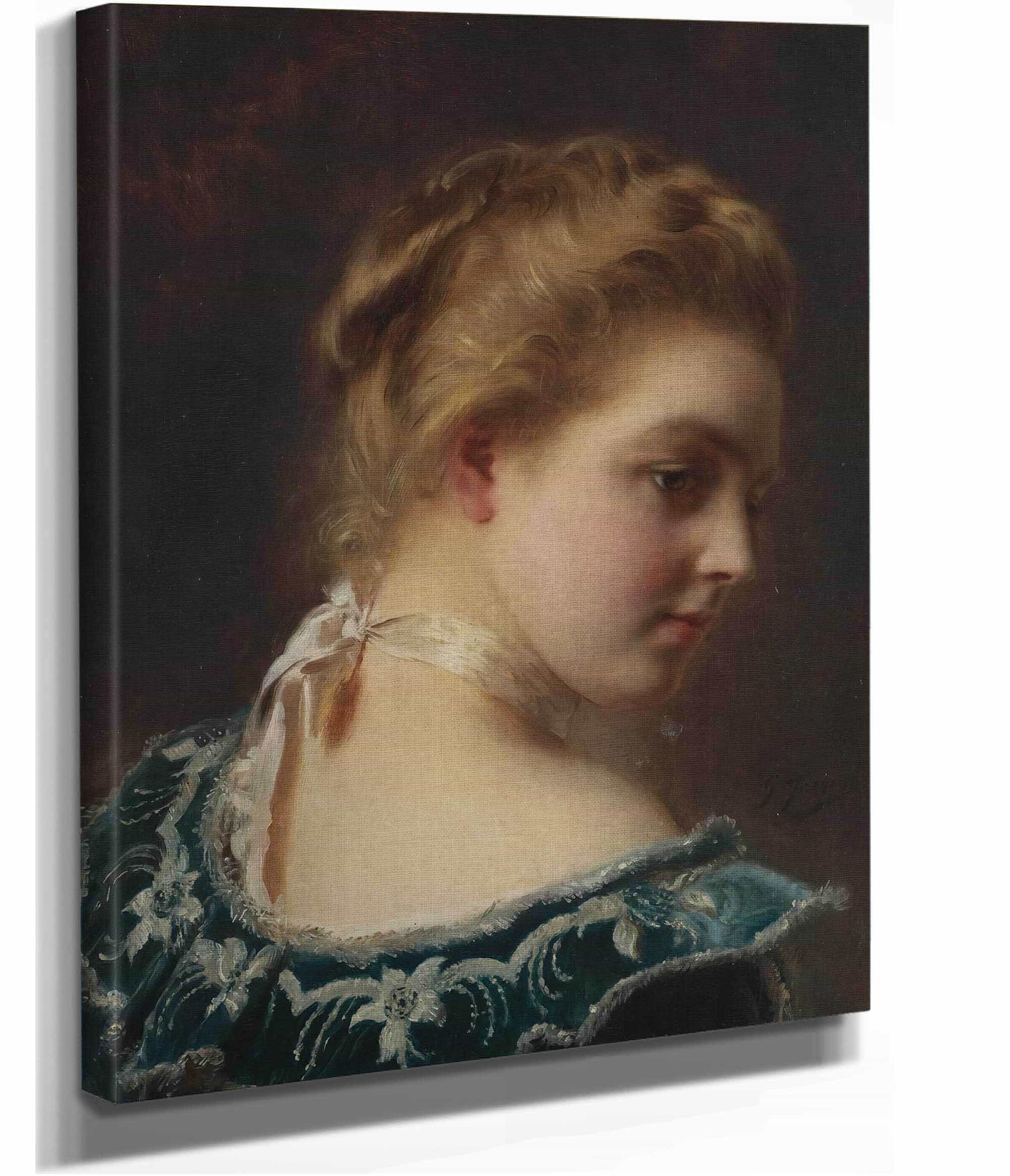 Young Beauty In A Green Dress by Gustave Jean Jacquet