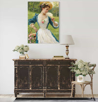 Young Beauty With A Basket Of Roses by Federico Andreotti