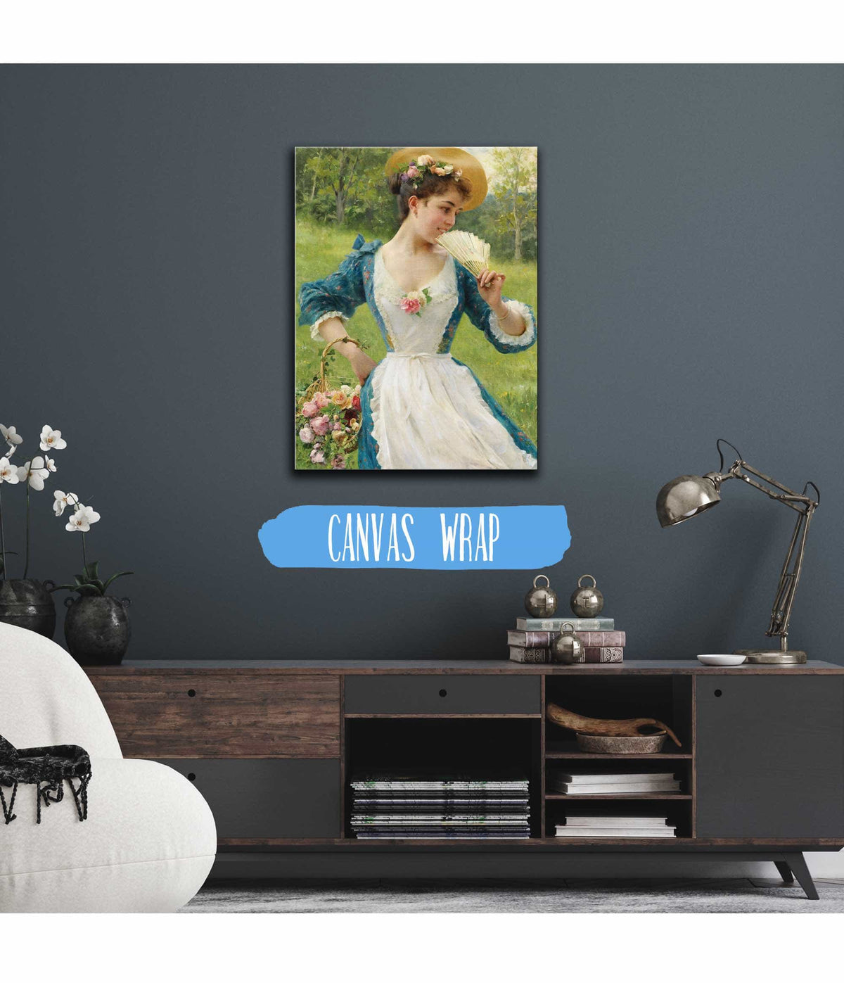 Young Beauty With A Basket Of Roses by Federico Andreotti