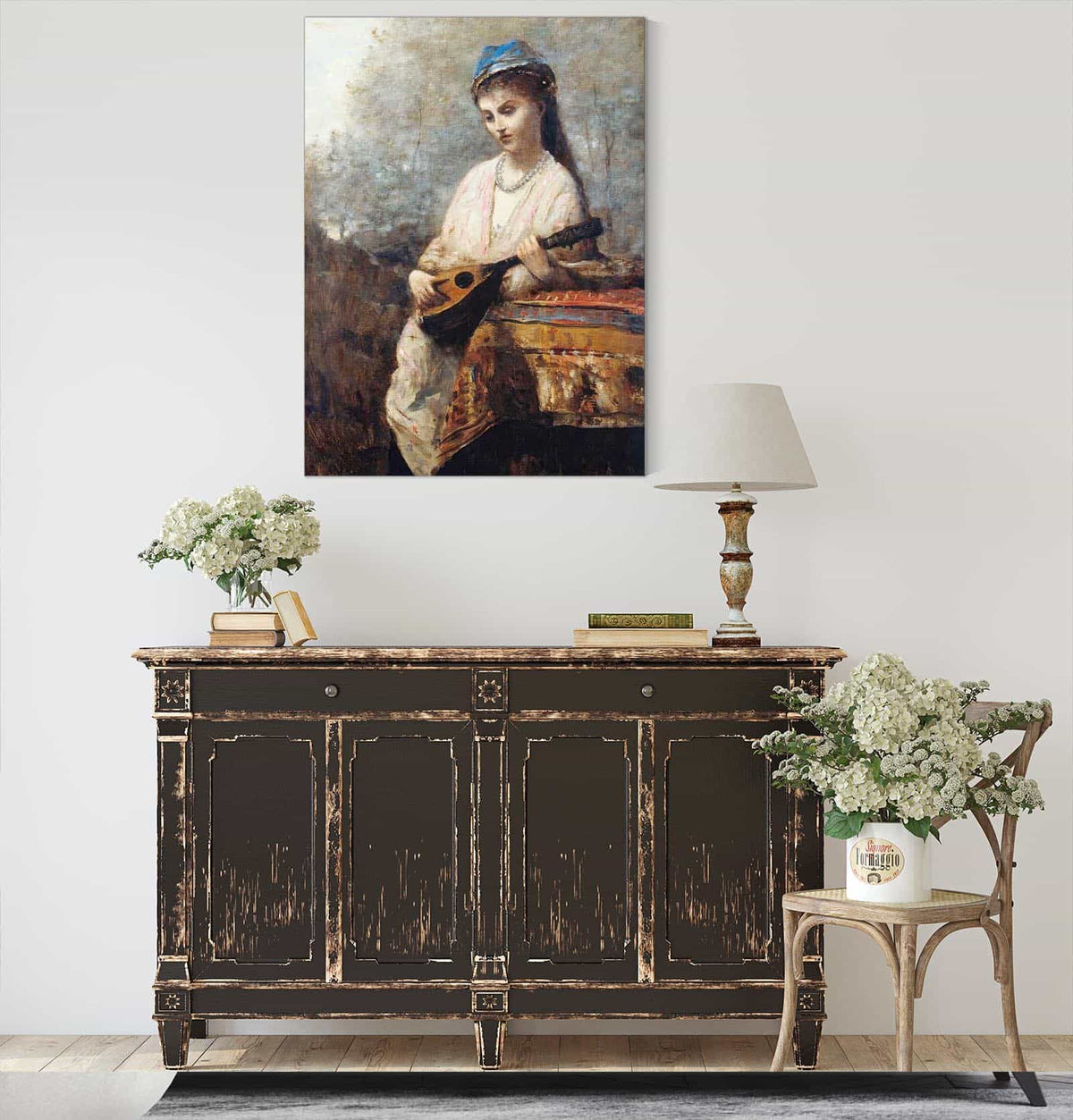 Young Girl With A Mandolin by Jean Baptiste Camille Corot