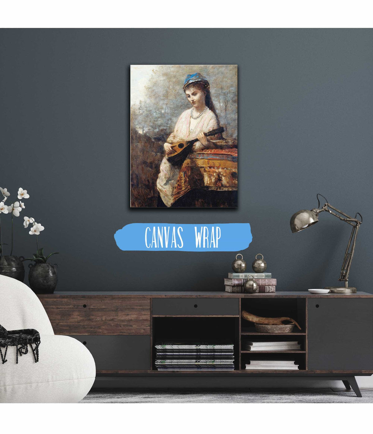 Young Girl With A Mandolin by Jean Baptiste Camille Corot