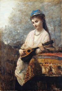 Young Girl With A Mandolin by Jean Baptiste Camille Corot