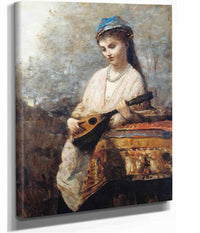 Young Girl With A Mandolin by Jean Baptiste Camille Corot