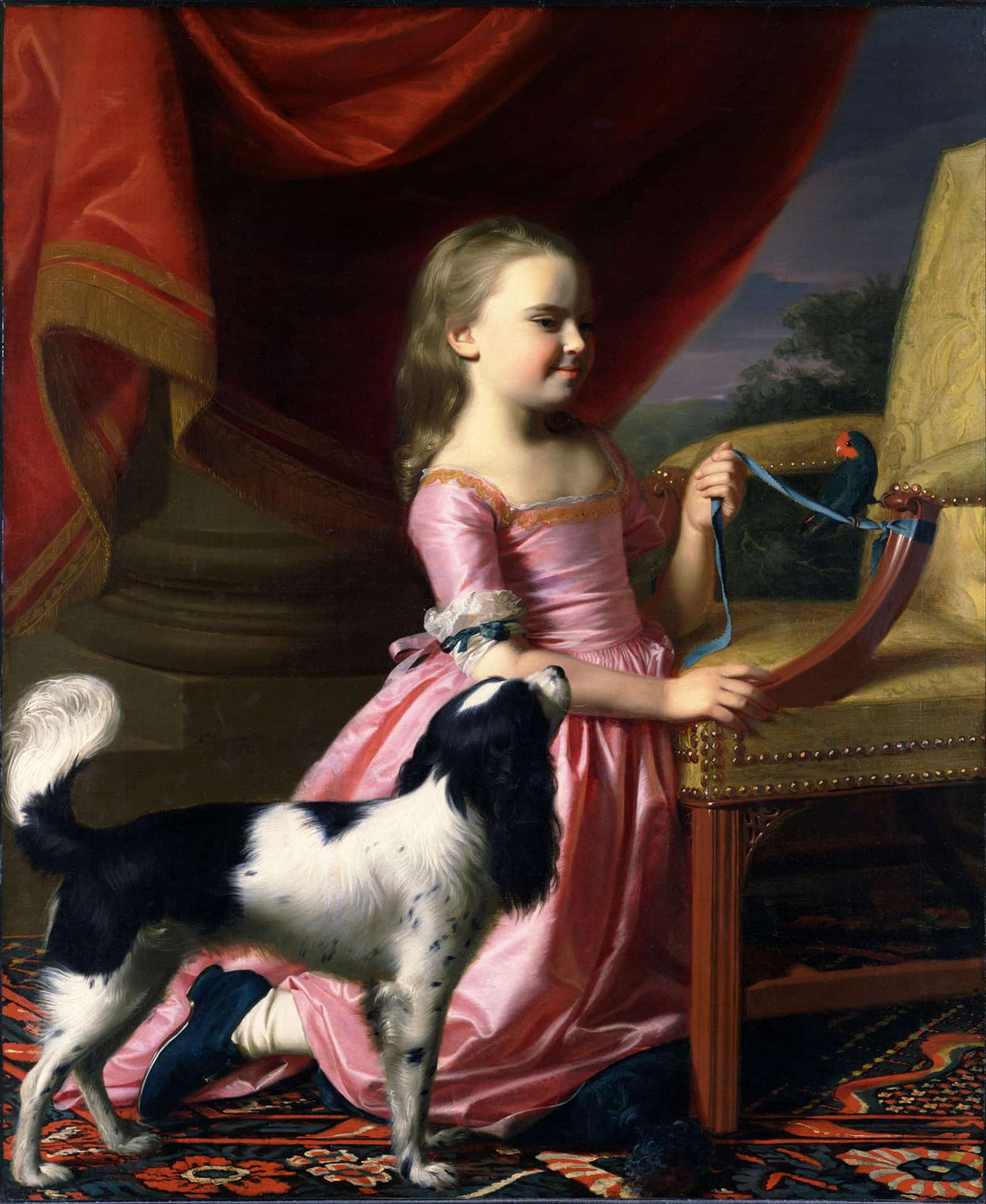 Young Lady With A Bird And A Dog by John Singleton Copley