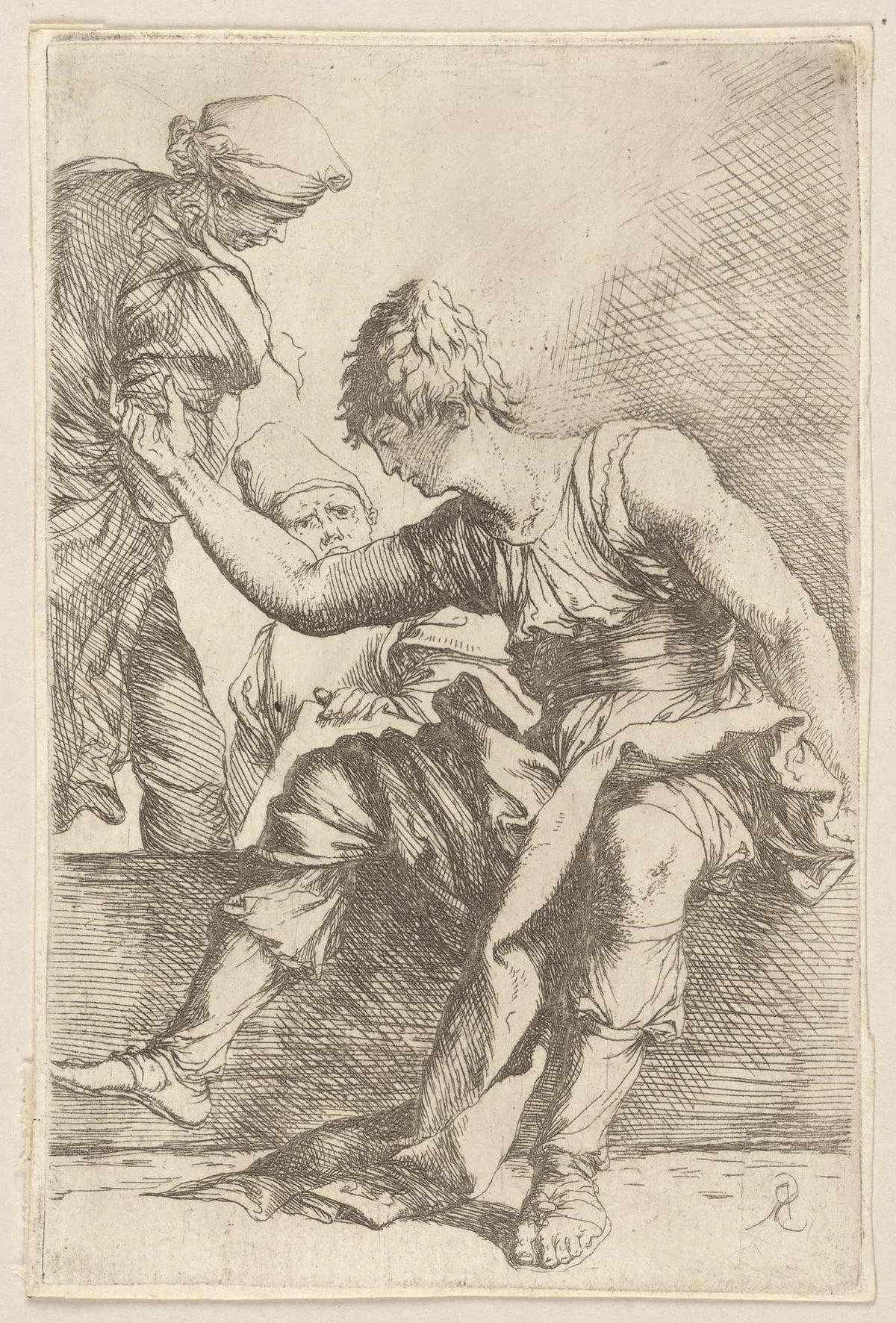 Young Man Seated  by Salvator Rosa