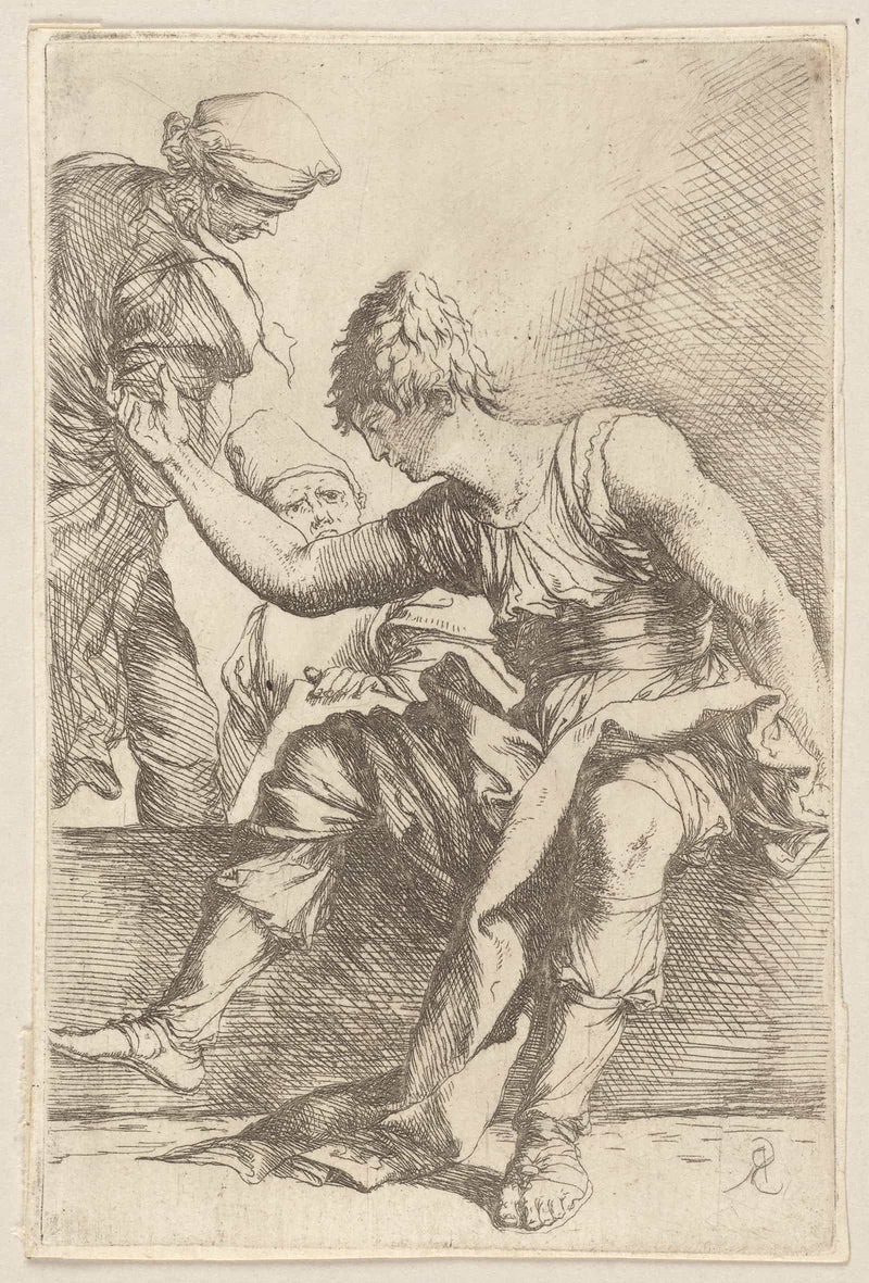 Young Man Seated  by Salvator Rosa