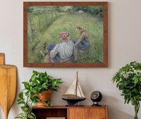 Young Peasant Girls Resting In The Fields Near Pontoise by Camille Pissarro