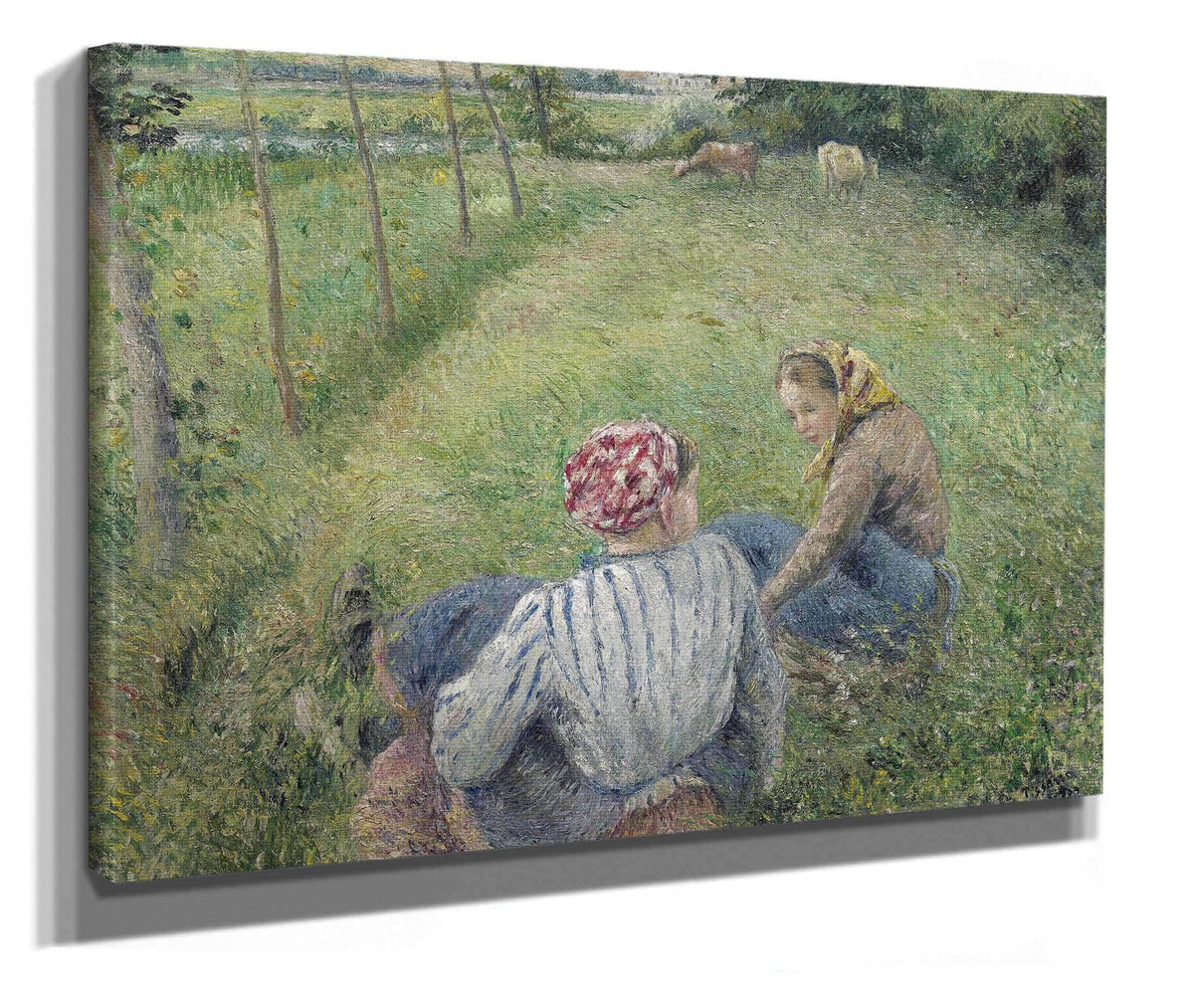 Young Peasant Girls Resting In The Fields Near Pontoise by Camille Pissarro