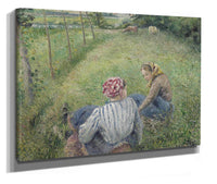Young Peasant Girls Resting In The Fields Near Pontoise by Camille Pissarro