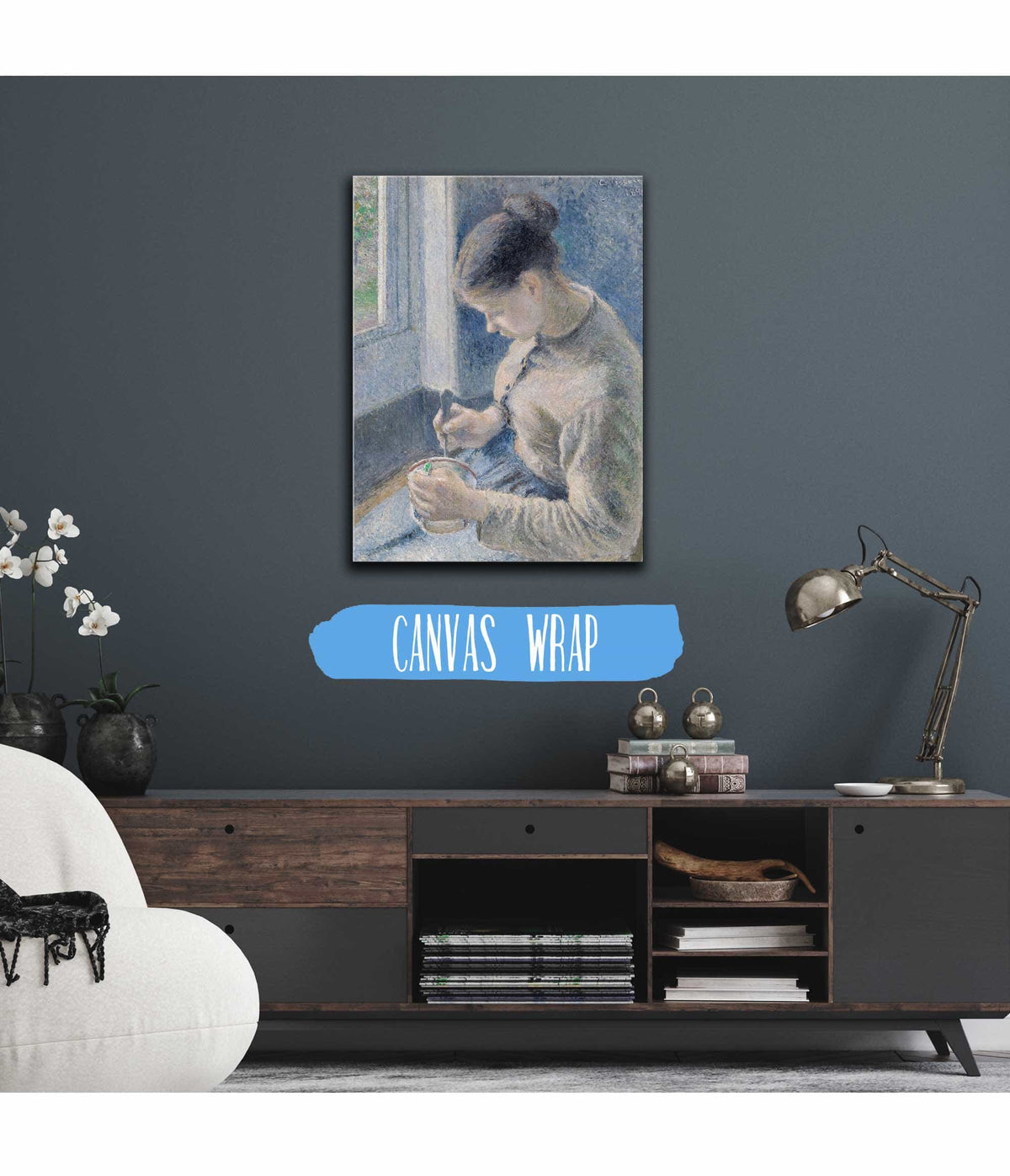 Young Peasant Having Her Coffee by Camille Pissarro