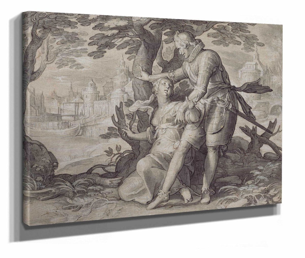 Young Woman Assisted By A Gentleman  by Joachim Wtewael