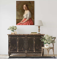 Young Woman In A Pink Skirt   by Jean Baptiste Camille Corot