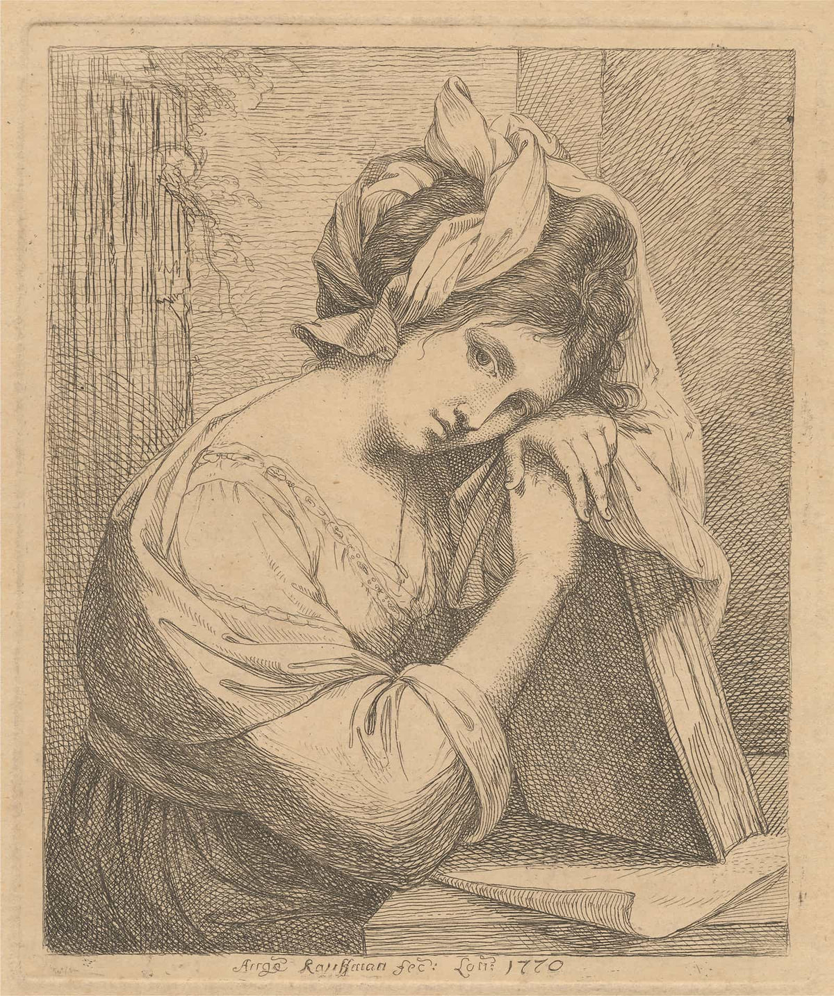 Young Woman In Contemplation by Angelica Kauffmann