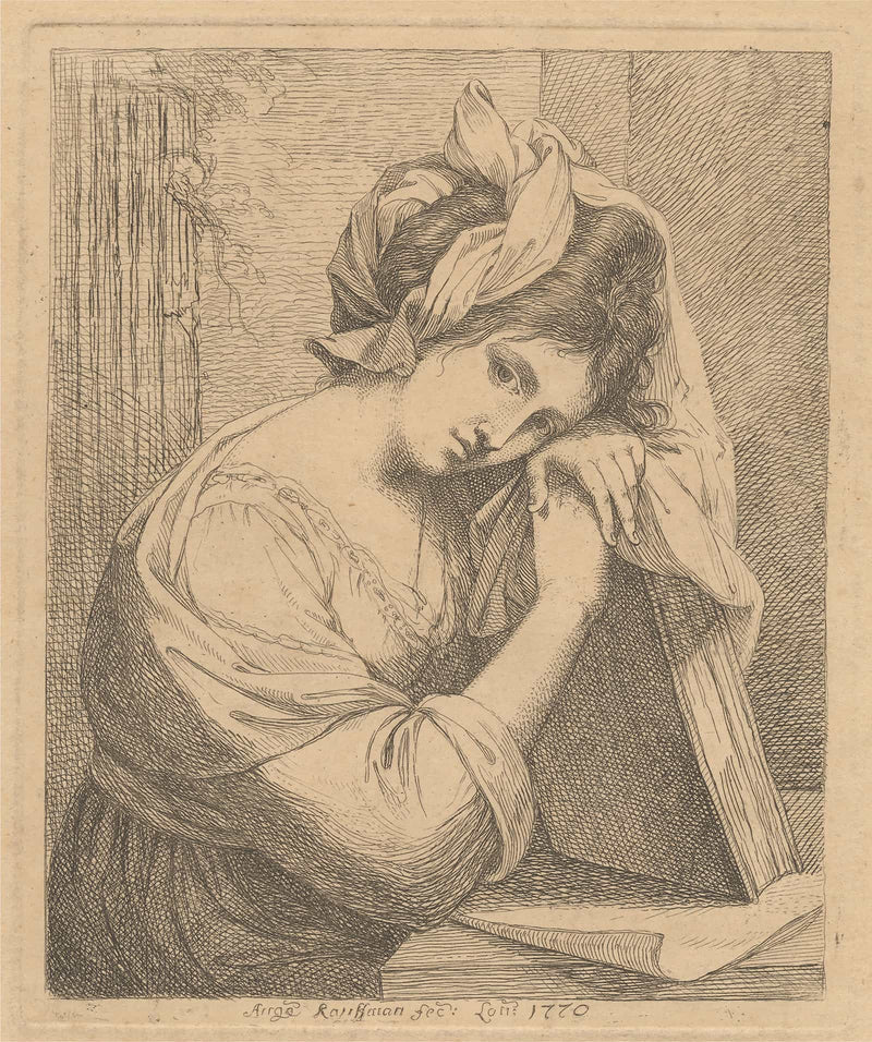 Young Woman In Contemplation by Angelica Kauffmann
