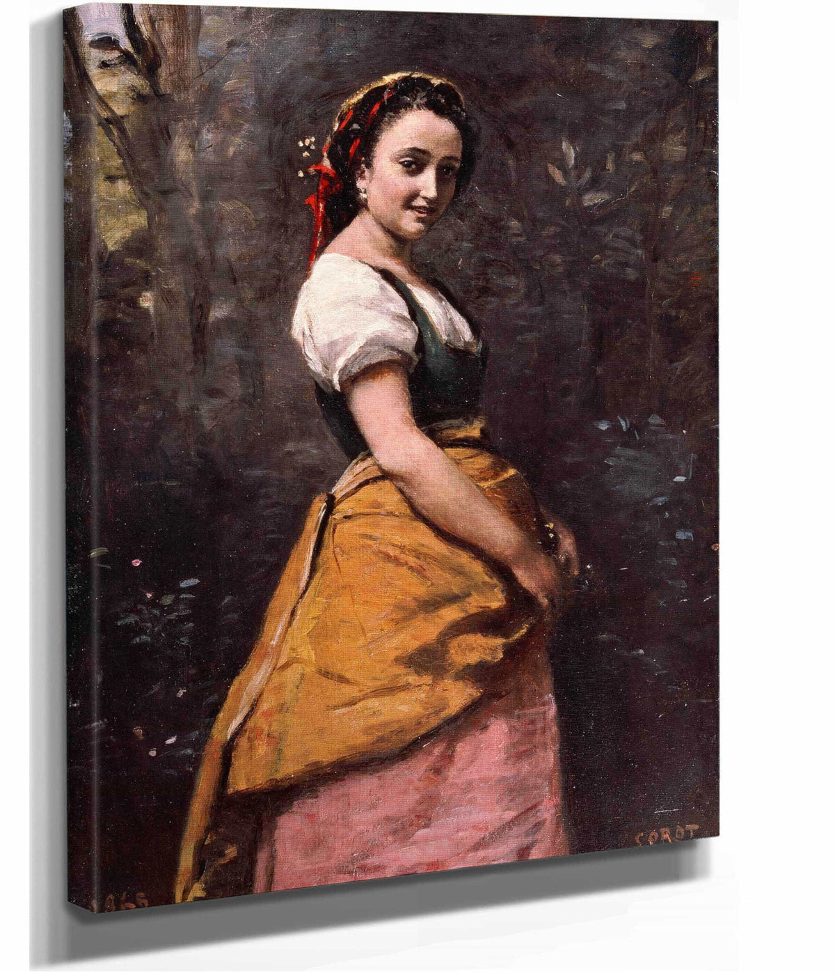 Young Woman In The Woods by Jean Baptiste Camille Corot