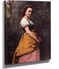 Young Woman In The Woods by Jean Baptiste Camille Corot