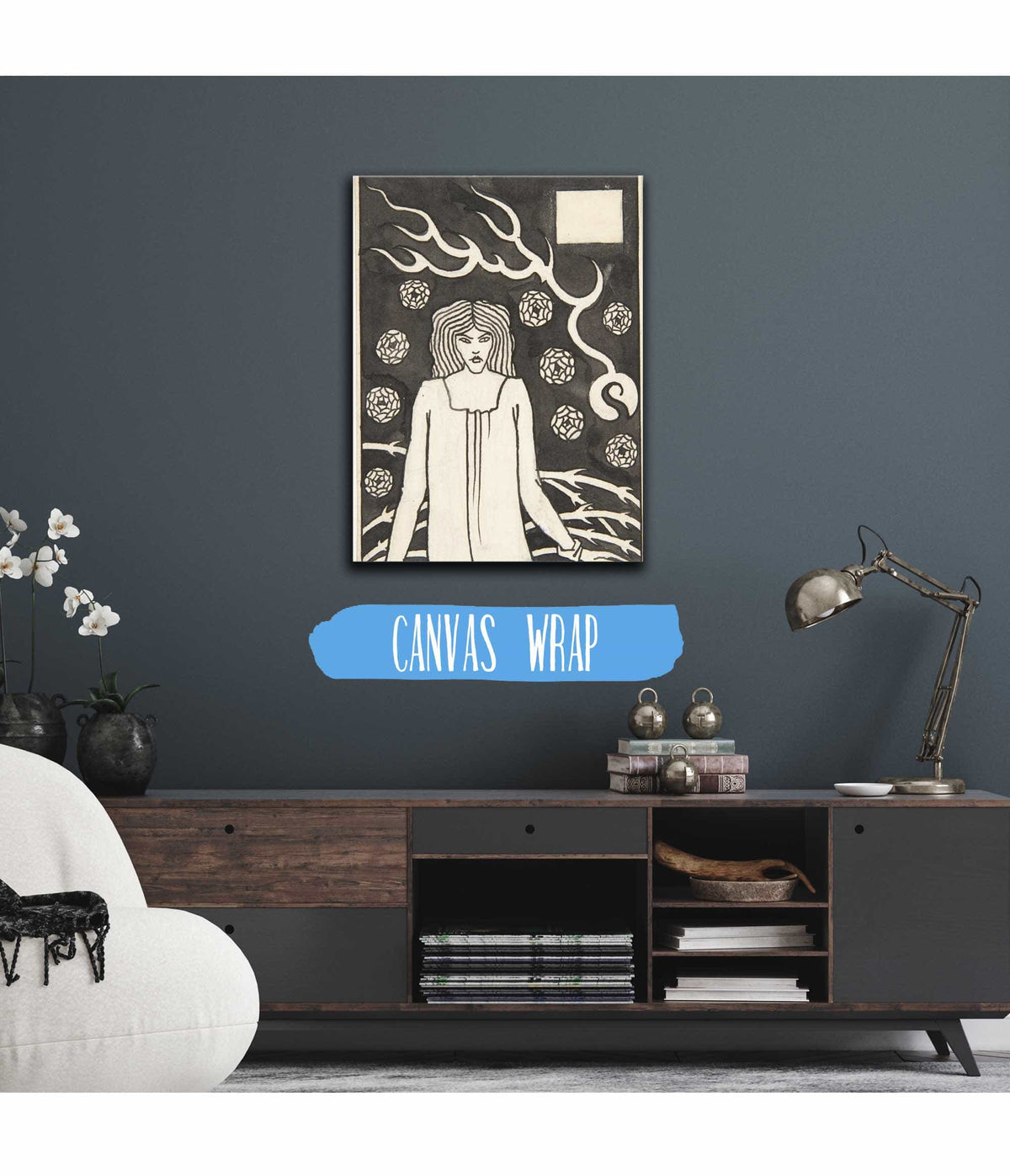 Young Woman Surrounded By Briars Lightning And Roses by Aubrey Vincent Beardsley