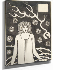 Young Woman Surrounded By Briars Lightning And Roses by Aubrey Vincent Beardsley