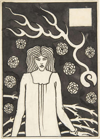 Young Woman Surrounded By Briars Lightning And Roses by Aubrey Vincent Beardsley