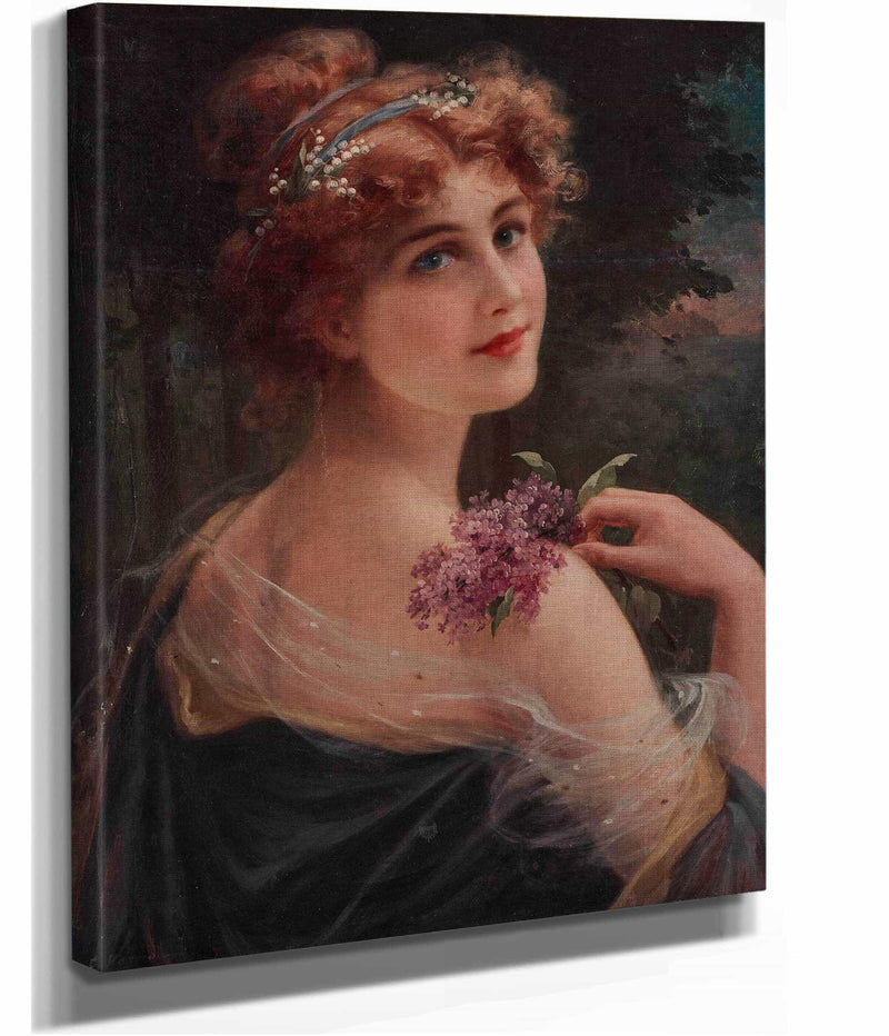 Young Woman With A Sprig Of Lilac by Emile Vernon