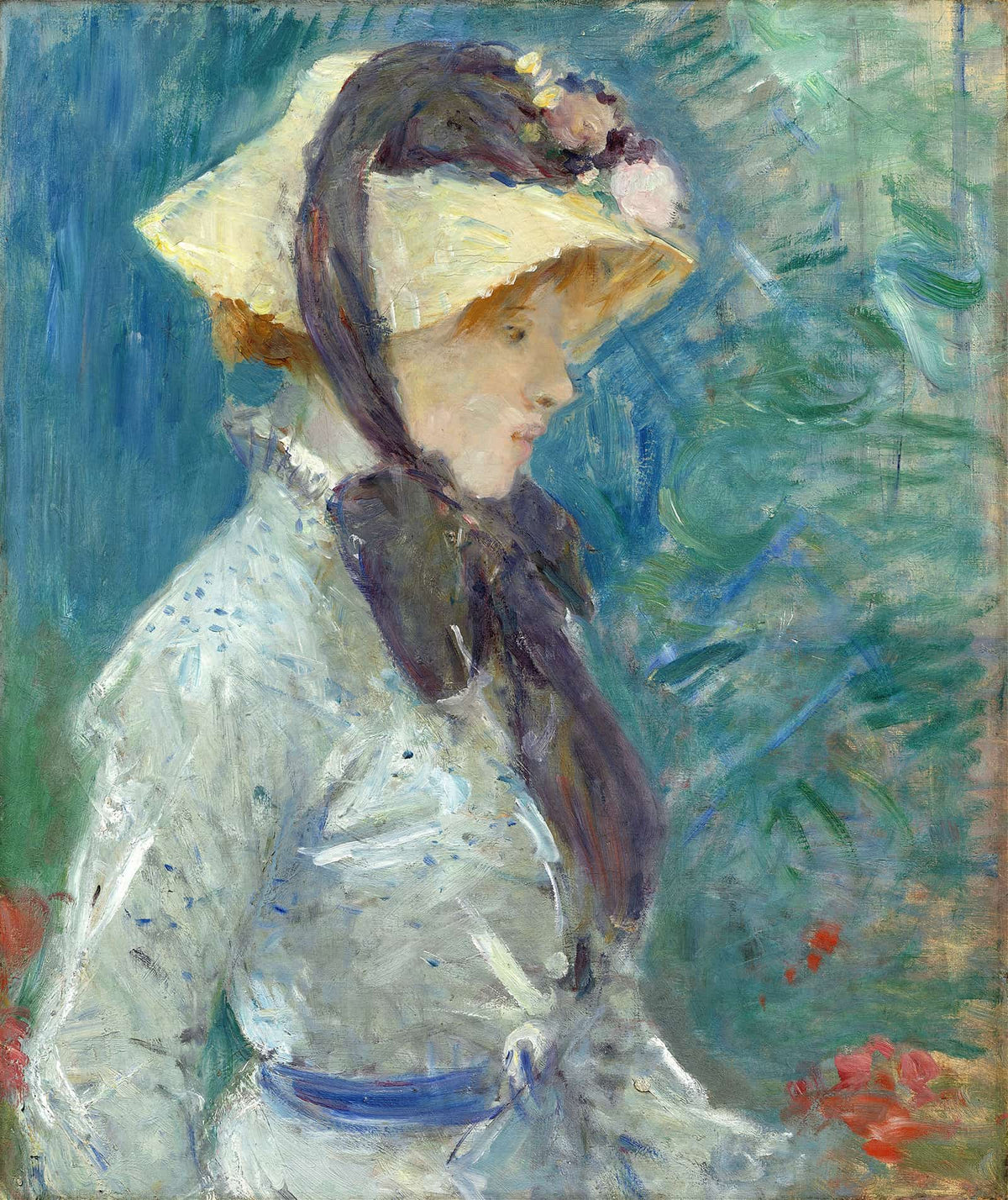 Young Woman With A Straw Hat by Berthe Morisot
