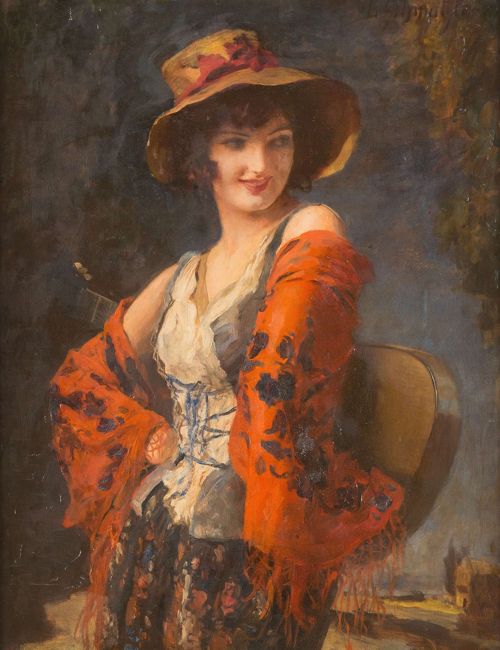 Young Woman With Guitar by Leopold Schmutzler