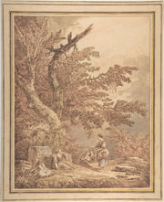 Young Women In A Landscape With Architectural Fragments by Hubert Robert