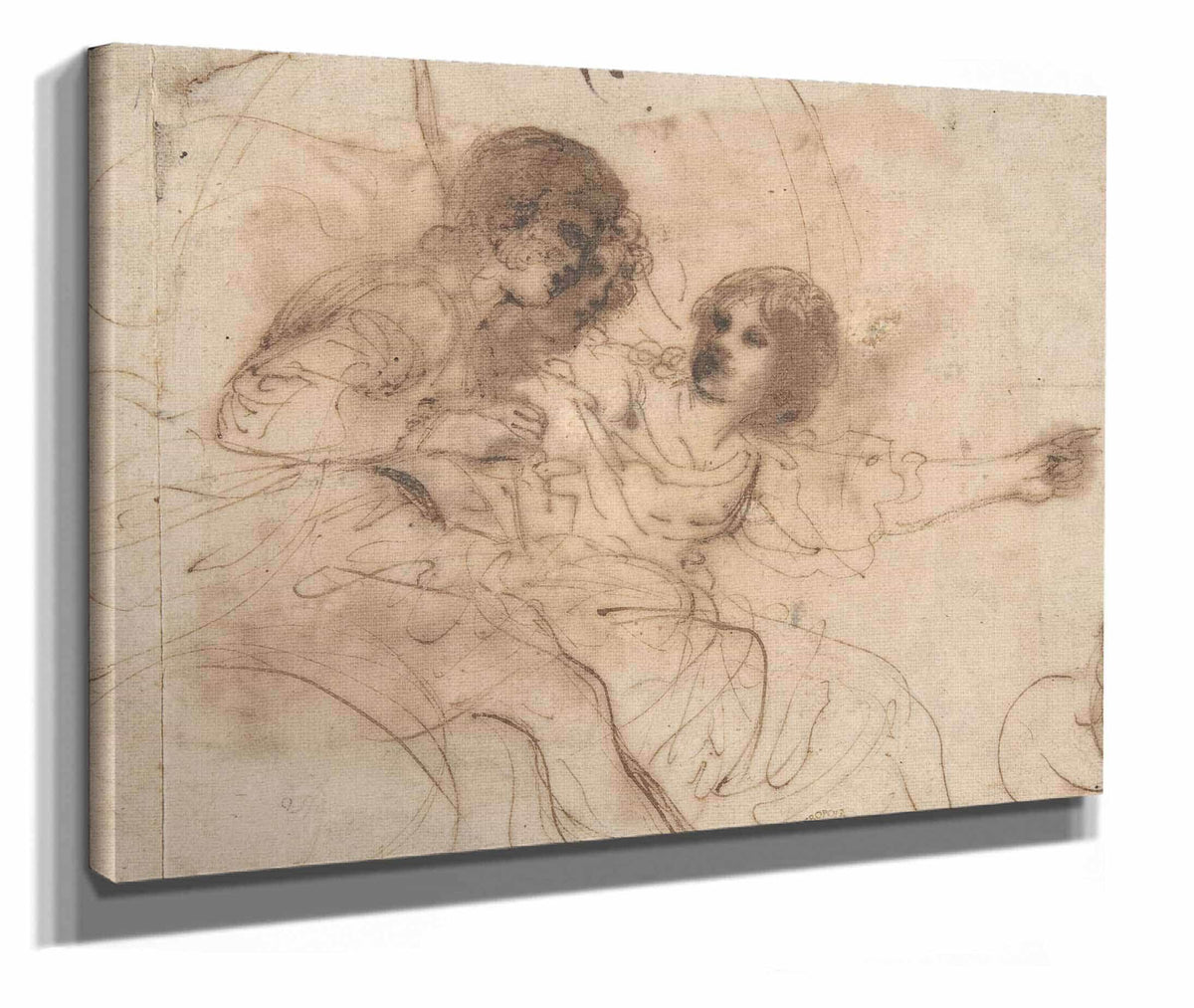 Youth In A Chariot With Attendant Young Woman  by Guercino