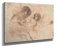 Youth In A Chariot With Attendant Young Woman  by Guercino