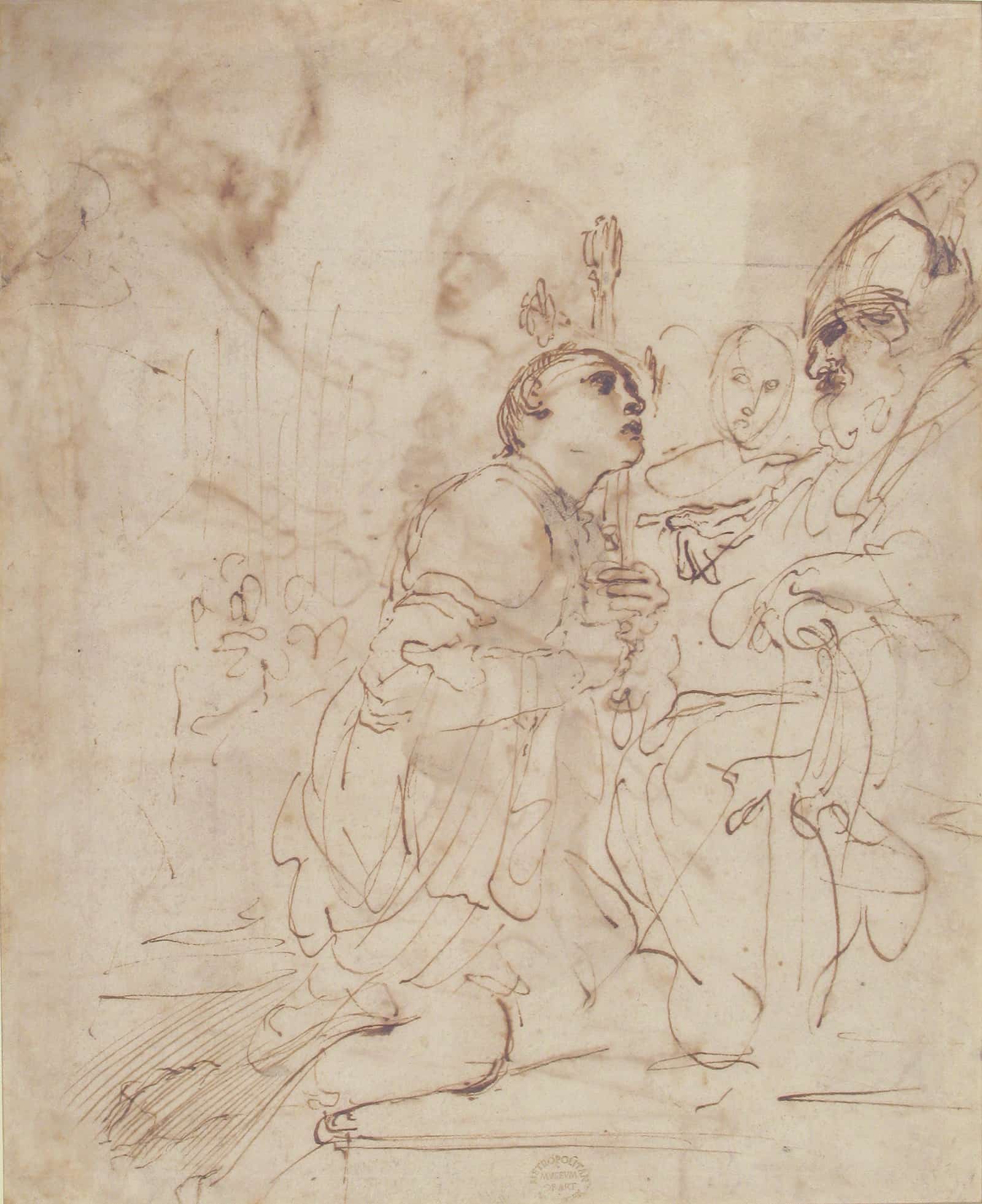 Youth Kneeling Before A Prelate by Guercino
