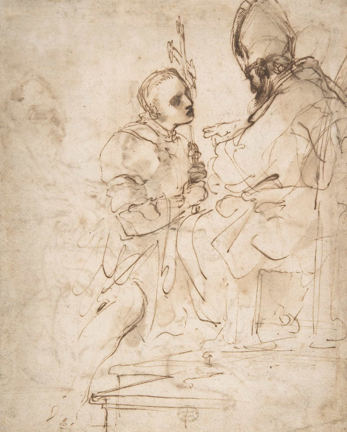 Youth Kneeling Before A Prelate by Guercino