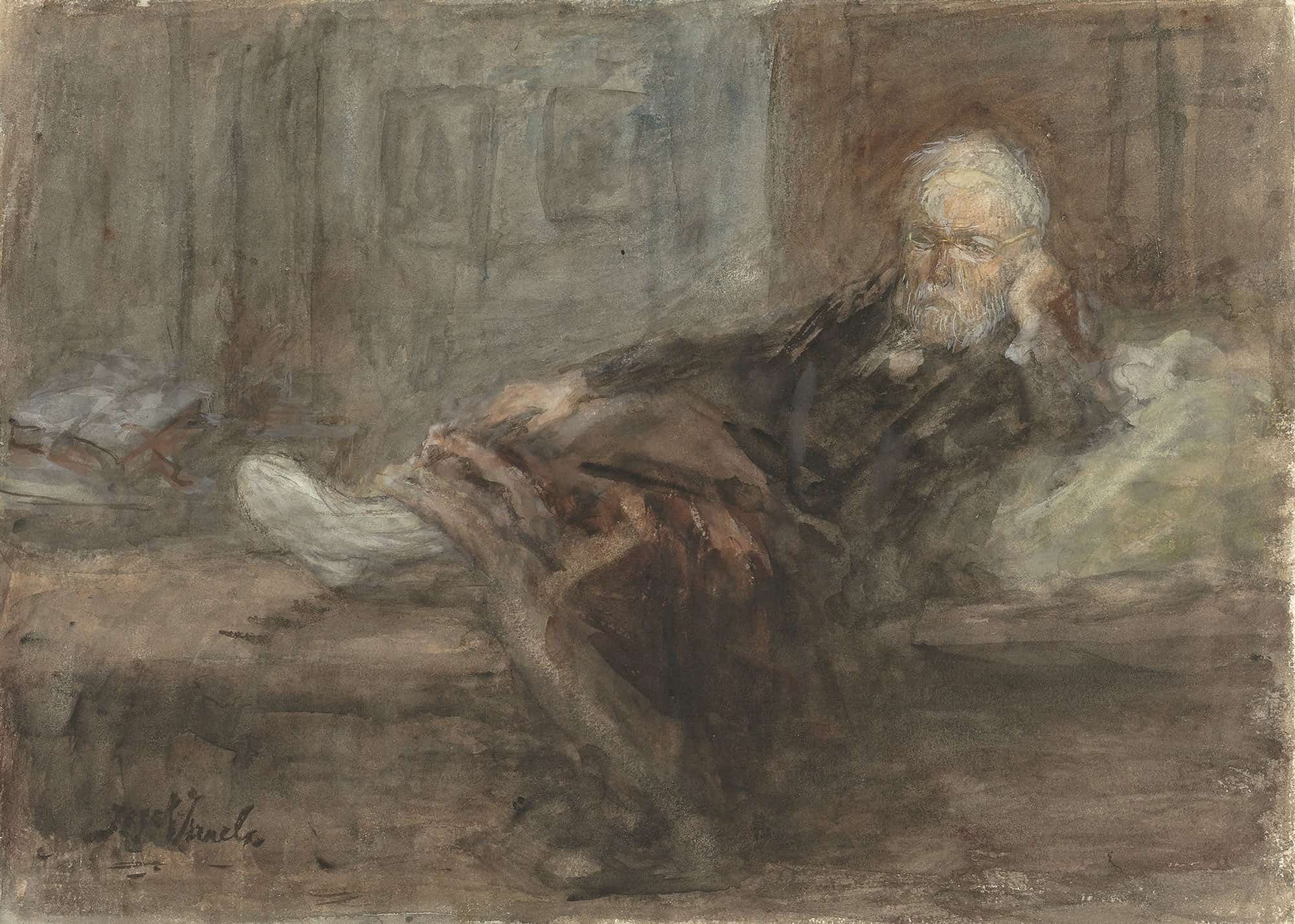 Zelfportret Met Zieke Voet by Jozef Israels